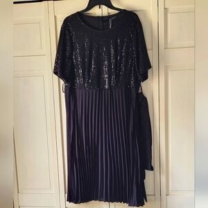 BloomChic Sequin Pleated Black Party Evening Dress Size 1X
